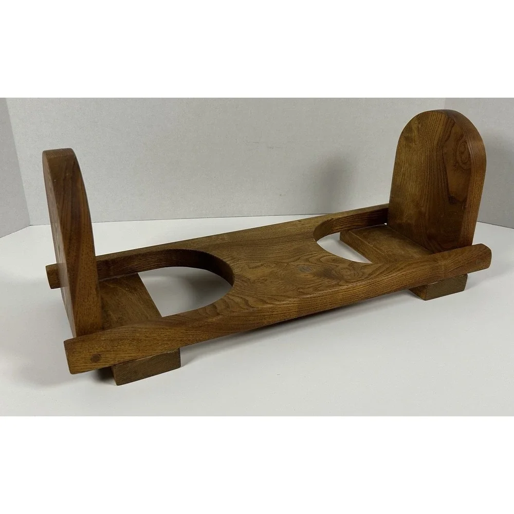 Vintage Wood Handmade Folding Book End Desktop Rack Shelf MCM NICE!